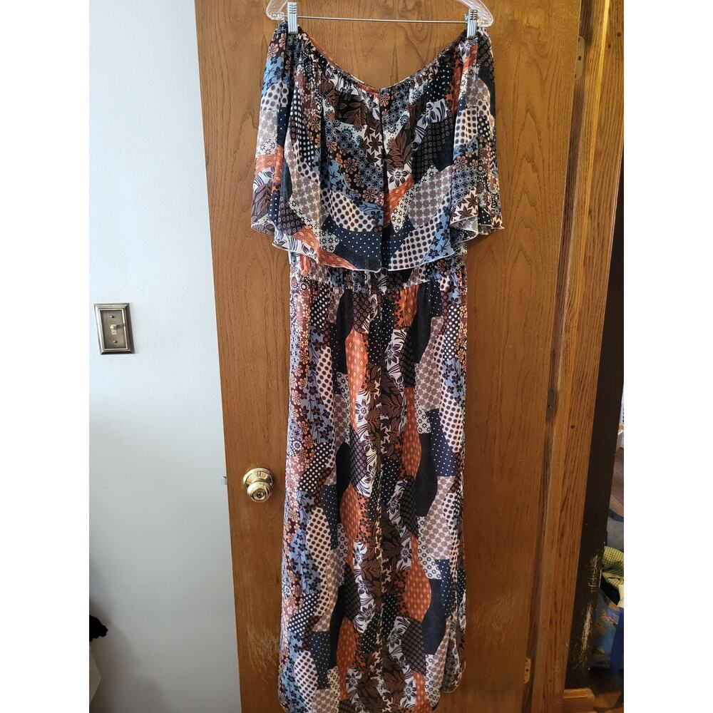 Vertice Patchwork Pattern Fall Off The Shoulder F… - image 3